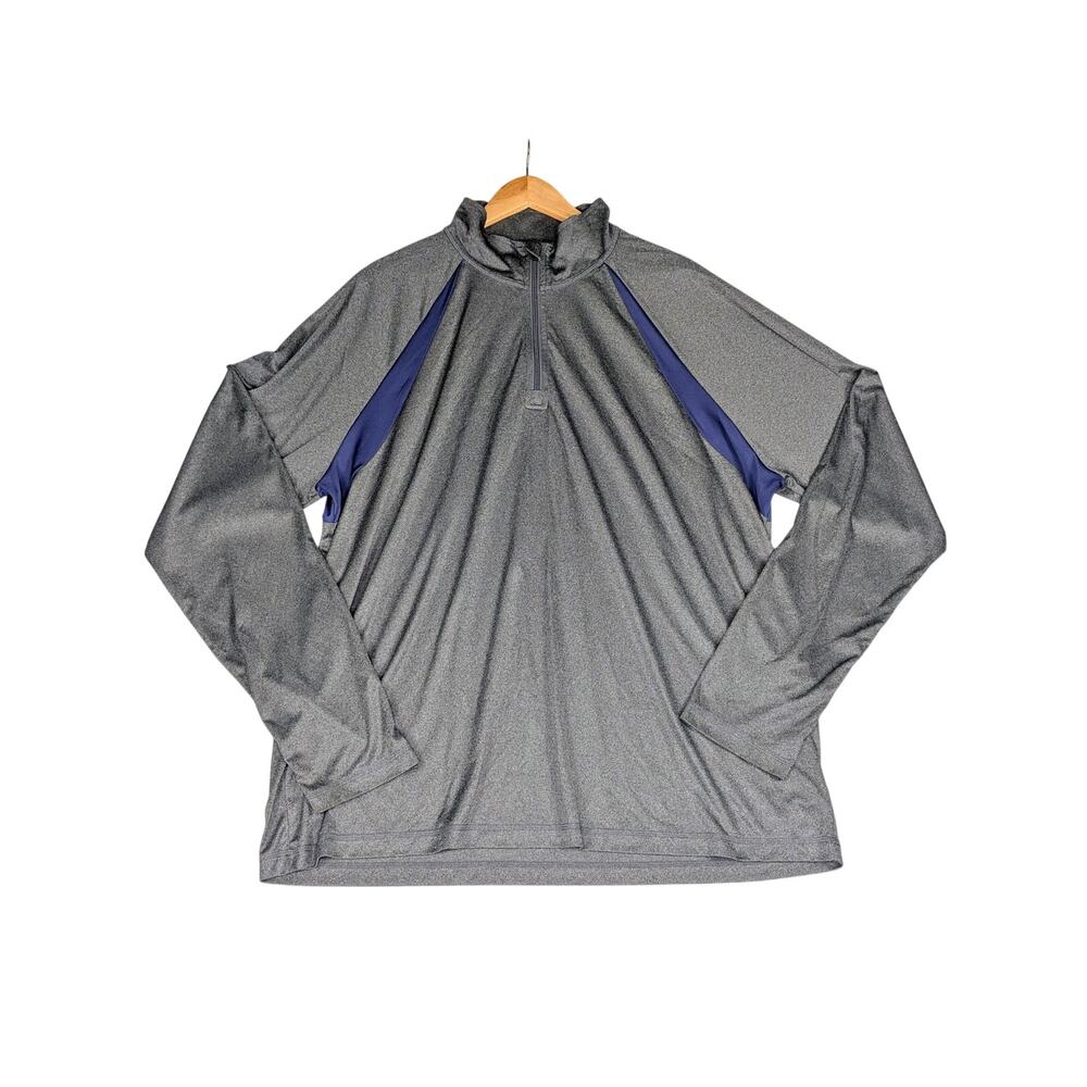 ALO Yoga Quarter Zip Performance Pullover Mens 3XL Long Sleeve Gray Navy 1/4 Zip